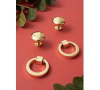Aoleegatt Solid Cabinet Pulls Bright Gold Kitchen Drawer Handles Furniture Hardware for Bathroom Cupboard Dresser Closet Wardrobe(Pull ring-41mm)