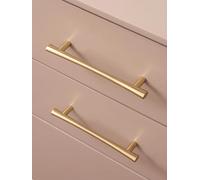 Aoleegatt Solid Cabinet Pulls Bright Gold Kitchen Drawer Handles Furniture Hardware for Bathroom Cupboard Dresser Closet Wardrobe(Pitch-row-96mm)