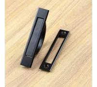 Aoleegatt Tatami Concealed Recessed Furniture Handle Aluminum Japanese Style Kitchen Cabinet Drawer Cupboard Finger Pull Cover Door Knobs(Black)