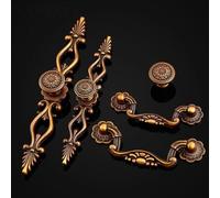 Aoleegatt Vintage Furniture Handles European Coffee Color Classical Bronze Pulls Wardrobe Kitchen Cabinet Door Drawer Knobs(1-30mm)