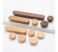 Aoleegatt Walnut Cabinet Door T Bar Wood Knobs Pulls Wardrobe Cupboard Drawer Pulls Kitchen Closet Dressing Table Wooden Furniture Handles(Beech-C192)