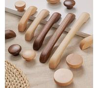 Aoleegatt Wooden Handles Nordic Bridge Type Closet Dresser Wardrobe Door Pulls Wood Handles for Cabinets and Drawers Furniture Handles(Beech-C160mm)