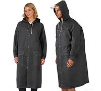 Aolegoo EVA Rain Poncho - Reusable Hooded Unisex with 2 Pockets & Storage Bag for Festivals, Camping & Hiking (Black)