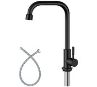 Aolemi Black Cold Only Water Kitchen Faucet Commercial Bar Tap Single Lever Handle 304 Stainless Steel Decked Mounted Single Hole Modern