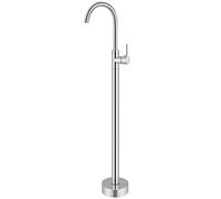 Aolemi Freestanding Bathtub Faucet Polish Chrome Bathroom Floor Mount Standing Tub Filler Single Lever Brass Mixer Tap Single Handle Tub Spout Only Without Handheld Spray