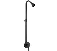 Aolemi Matte Black Outdoor Shower Set High Pressure Shower Head Wall Mount Exposed Shower Faucet with Adjustable Push Bar Single Handle Brass Mix Valve Bathroom Shower Faucet Combo Set