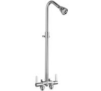 Aolemi Wall Mounted Polish Chrome 3" Center Outdoor Shower Kit with Adjustable Slide Bar 2 Handles Shower Faucet Set with Shower Head Brass Mix Valve