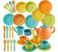 AOLEVA Tea Set for Kids, Toys Kitchen Accessories, Kitchen Utensils Educational Toys and Role Play Gift for Boys Girls 3 4 5 Years Old