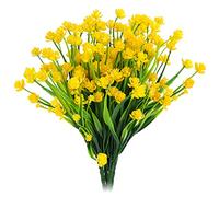 Aoleytech 5 Pcs daffodils Artificial Flowers, Outdoor Artificial Flowers, Plastic Fake Flower Plants Indoor and Outdoor Hanging Planters for Home Garden Decoration (Yellow)