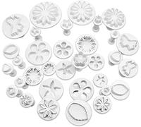 Aoliandatong 33 Pcs Baking Mold Tools Fondant Plunger Cutters, Cake Cookie Cutter for DIY Cookies Cake Decorating Tools, Heart Flower Leaf Butterfly Star Daisy Shape DIY Decorating Mold
