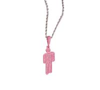 AOLIAY Women & Men Multicoloured Humanoid Shape Diamond Stainless Steel Necklace,Colourful Simulated Diamond Pendant,Cubic Zirconia Stones Necklace Accessories,Fashion Street Hip Hop Jewellery Pink