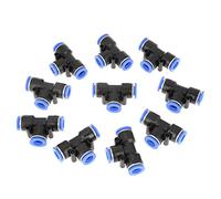 Aolidsive 10mm 3/8 T Type Pneumatic Connector, PU Air Line Quick Fittings with Elliptic Design for Easy Disassembly, 10 Pcs Tube Joints for 0-1.32Mpa Pressure Range