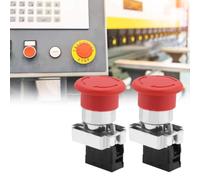 Aolidsive 2PCS Emergency Stop Switch Button, 22MM Push to Stop Lock Twist to Reset, with Screw Fixation for Electromagnetic Starter Contactor Relay Control