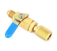 Aolidsive 3Pcs Refrigerant Ball Valve Adapter R12 R134 AR410 Brass Durable for HVAC Systems and Refrigeration Applications (SAE 1/4" BV1414FM)