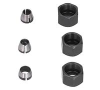 Aolidsive 3Pcs Router Collet Adapter, Premium Carbon Steel Collet Chuck Adapter with 3Pcs Screw Nuts, for Engraving Machine Woodworking Trimming CNC Router