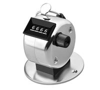 Aolidsive 4 Digit Mechanical Hand Tally Counter Stainless Steel Manual Clicker Counter 0000-9999 for Crowd Counting Warehouse Inventory Dock Checking (Thickened Metal with Base)