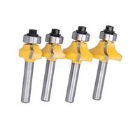 Aolidsive 4Pcs Router Bit 1/4in Shank Round Over Flush Trim Tool Set, Carbon Steel with Alloy Cutter Head for Smooth Edges on Plywood Hardwood Softwood, Woodworking Kit