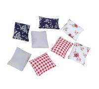 Aolidsive 8pcs Dollhouse Pillow Set, Soft Cloth Miniature Cushions with Floral Patterns for 1:12 Scale Dollhouse Decor and Scene Setup (sofa pillow)