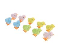 Aolidsive Clockwork Chick Toy, Plush Material, Colorful Wind Up Jumping Chicken, Fun for Cats and Toddlers, 10pcs Set
