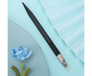 Aolidsive Craft Knife Set Pen Style 14 cm with 12 Replacement Blades | 45 steel, safety cap, paper cutting and wood carving, DIY art use, hobby knife set, black finish