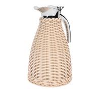 Aolidsive Handwoven Stainless Steel Thermal Coffee Carafe, Triple Wall Insulated Jug with Rattan Body, 1.5L Hot Drinks for Home Hosting (Beige)