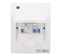Aolidsive Indoor Distribution Box UK Style Power Distribution Box 2 Way with 2 MCB and RCD 63A 1P Plus N Overcurrent Short Circuit Protection for Garage Factory Household