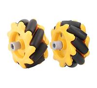 Aolidsive Mecanum Wheel, 48mm Smart Car Accessories with Rubber-Coated Surface for TT Motors, Yellow and Black OmniDirectional Robot Parts (Pair)
