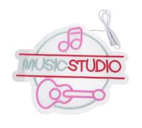 Aolidsive Music Studio LED Sign, Dimmable Pink Wall Decor with Guitar Notes, Ideal for Bars and Live Concerts