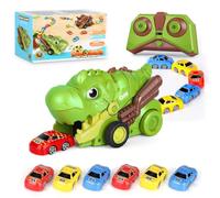 Aolieh Remote Control Dinosaur Car for Kids Age 3+, Chomping 2.4GHz RC Dino Truck with 6 Magnetic Mini Cars, 2 Speeds, Music, Rechargeable Battery, Gift for Boys and Girls