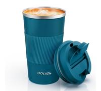 Aolieh Travel Mug, Insulated Coffee Cup with Lid, Reusable Double Walled Vacuum Flask Leakproof Coffee Mug, Stainless Steel Thermal Cup for Hot Cold Drinks, Coffee, Tea and Beer, Blue 510ml