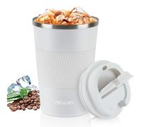 Aolieh Travel Mug, Insulated Coffee Cup with Lid, Reusable Double Walled Vacuum Flask Leakproof Coffee Mug, Stainless Steel Thermal Cup for Hot Cold Drinks, Coffee, Tea and Beer, White 380ml