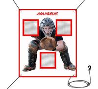 AOLIGEIJS Adjustable Pitching Pad, 3 Pocket Strike Zone Target for Baseball & Softball Net, with Realistic Catcher for Accuracy Training