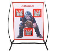 AOLIGEIJS Baseball & Softball Pitching Net,3 Pocket Baseball and Softball Pitching Strike Zone Target Net, with Realistic Catcher for Accuracy Training