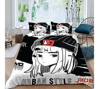 AOLIGL Bedding Single Bed Anime Duvet Cover Set Kids Girls Teens Boys Single Bedding Anime Girl Tokyo Microfiber Breathable Hypoallergenic Single Duvet Cover Set with Pillowcase, Single 135x200cm