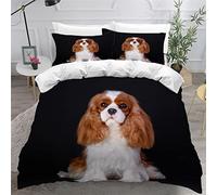 AOLIGL Bedding Single Bed Cavalier King Charles Spaniel Duvet Cover Set Kids Girls Teens Boys Single Bedding Set with 2 Pillow Cases Hypoallergenic Bedding Black Single Duvet Cover Set Dog