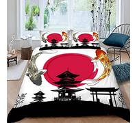 AOLIGL Bedding Single Bed Japanischen Stil Duvet Cover Set Kids Girls Teens Boys Single Bedding Japanese Ink Painting Microfiber Breathable Hypoallergenic Single Duvet Cover Set with Pillowcase