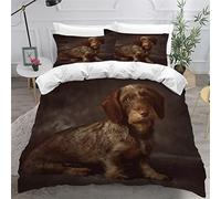 AOLIGL Bedding Single Bed Wirehaired Dachshund Duvet Cover Set Kids Girls Teens Boys Single Bedding Set with 2 Pillow Cases Hypoallergenic Bedding Single Duvet Cover Set Dog