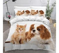 AOLIGL Dog Duvet Cover Set Double King Size 3D Printed Cavalier King Charles Spaniel Bedding Set Maine Coon 3Pcs Quilt Cover Puppy Soft Microfiber Pet Animals Comforter Cover With Zipper
