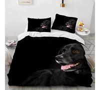 AOLIGL Dog Duvet Cover Set Single Kids Bed 3D Printed Black Labrador Dog Bedding Set Black 3Pcs Quilt Cover Puppy Soft Microfiber Pet Animals Comforter Cover With Zipper