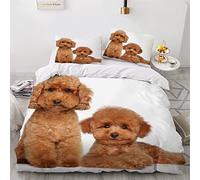 AOLIGL Dog Duvet Cover Set Single Kids Bed 3D Printed Poodle Bedding Set Poodle 3Pcs Quilt Cover Puppy Soft Microfiber Pet Animals Comforter Cover With Zipper