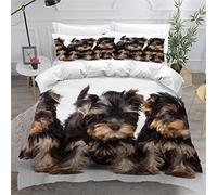 AOLIGL Dog Duvet Cover Set Single Kids Bed 3D Printed Yorkshire Terrier Bedding Set Yorkshire Terrier 3Pcs Quilt Cover Puppy Soft Microfiber Pet Animals Comforter Cover With Zipper