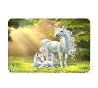 AOLIGL Indoor Door Mat Non Slip Entrance Rug Forest White Horse Funny 3D Door Mat Mythology Art, Washable Modern Outdoor Mats, Car Home Decoration flannel Carpet 24x36 Inches