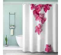 AOLIGL Shower Curtain 180x180cm Waterproof Shower Curtain Petal Pink Bath Curtains for Shower Wet Room Unique Printed Flowers White Shower Curtain Rust Proof Eyelets