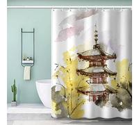 AOLIGL Shower Curtain 200x220 Extra Long Shower Curtains 220 Drop, Japanese Style Shower Curtain Personalised Shower Curtain Polyester Fabric Japanese Landscape Ink Art Bathroom Curtains Long