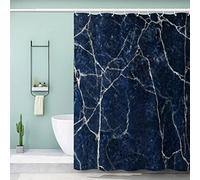 AOLIGL Shower Curtain 200x220 Extra Long Shower Curtains 220 Drop, Marble Shower Curtain Personalised Shower Curtain Polyester Fabric Blue Bathroom Curtains Long