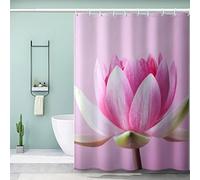 AOLIGL Shower Curtain 200x220 Extra Long Shower Curtains 220 Drop, Pink Flowers Shower Curtain Personalised Shower Curtain Polyester Fabric Lotus Bathroom Curtains Long