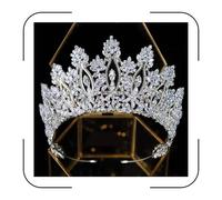 Aoligrace Luxury Tall Cubic Zirconia Tiaras and Crowns for Women CZ Pageant Birthday Headpiece Party Bridal Hair Accessories Sliver