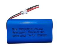 AOLIKES 7.4V Lithium Ion Battery Pack 2600mAh Rechargeable Battery Cell with XH2.54 2 Pin Plug, DIY Batteries 18650 2S1P Li-ion Battery Pack Support 3C Continuous Discharge