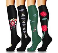 Aoliks 4 Pairs Copper Compression Socks for Women & Men 15-20 mmHg,Best Support for Nurses Running Hiking, C05-multicoloured 05, Small-Medium