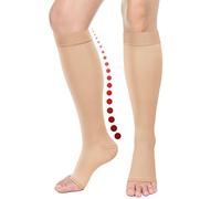 Aoliks Open Toe Medical Compression Socks for Women & Men 20-30 mmHg - Toeless Compression Stockings Circulation Support